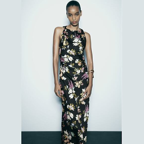 ZARA Satin Effect Midi Dress NWT - Picture 14 of 16